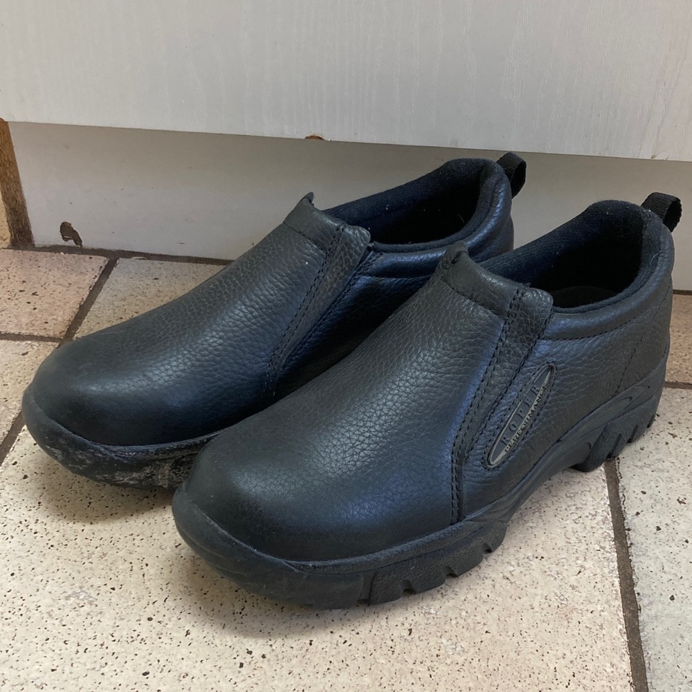 Roper Black Leather Slip-On Loafers